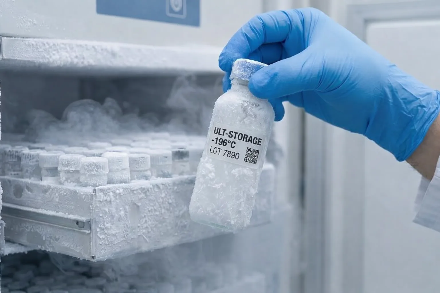 Cadena de frío industrial: producto refrigerado con etiqueta de control de temperatura