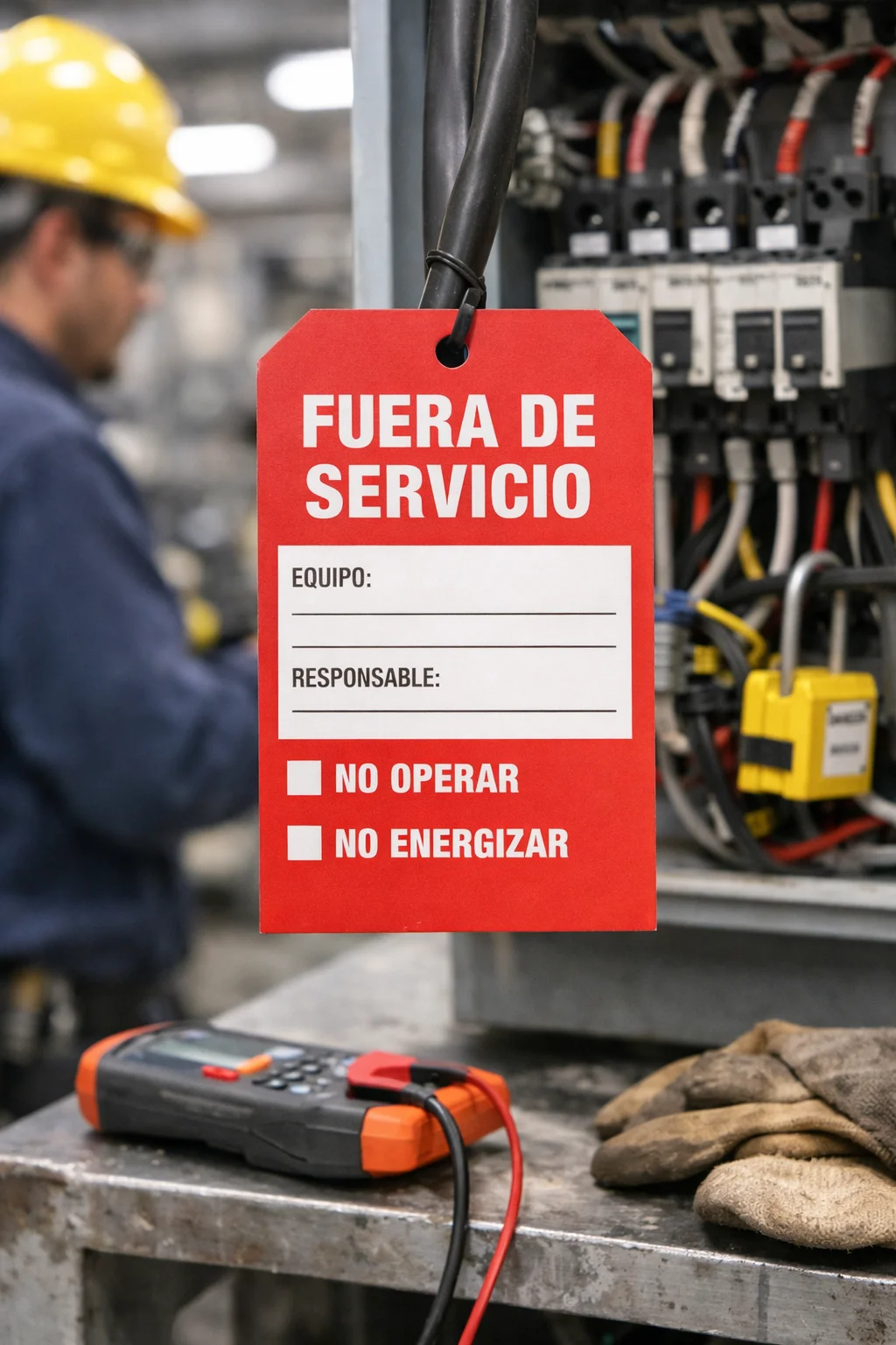 Etiqueta de colgar industrial fijada con hilo en bobina de acero
